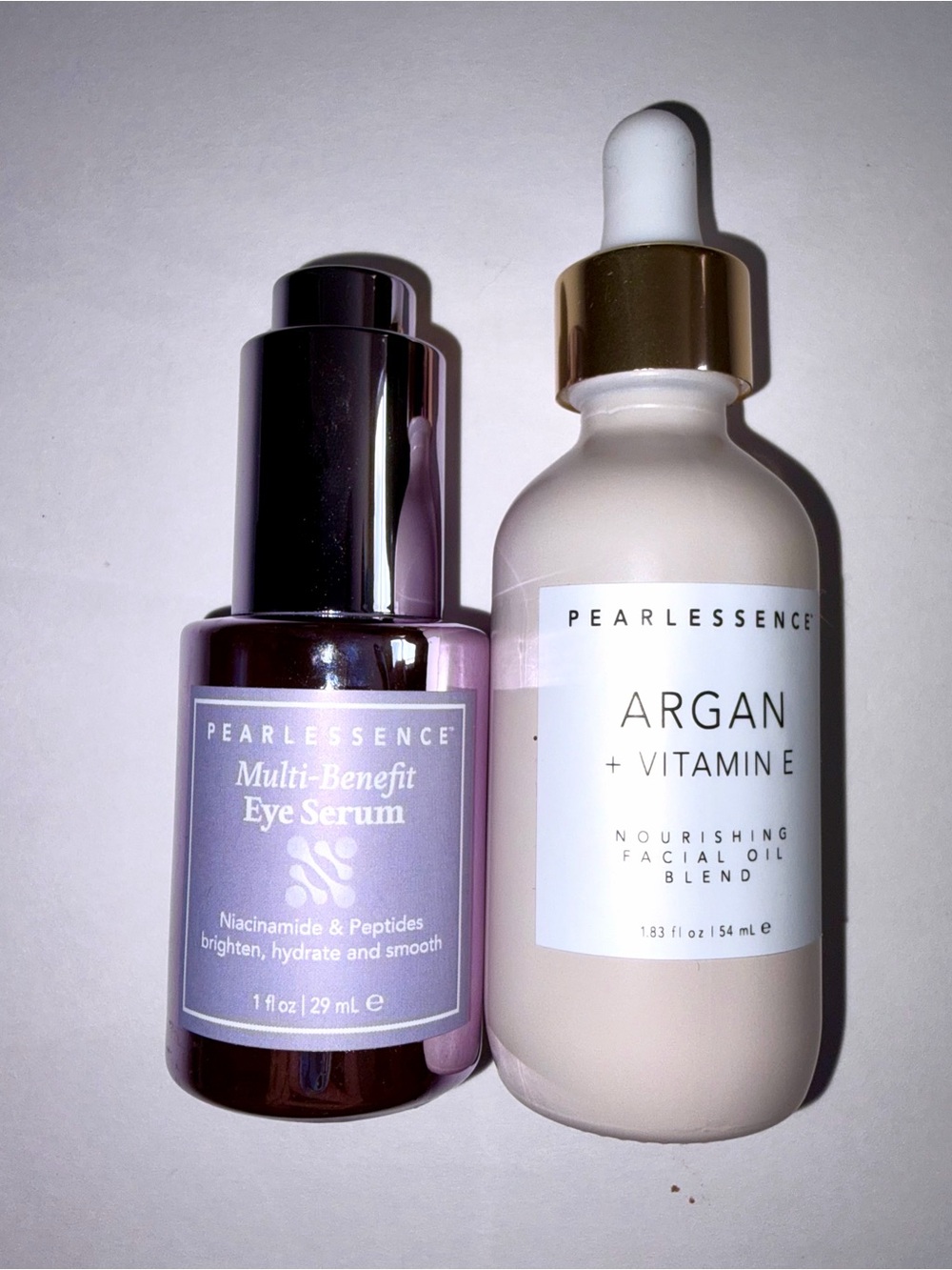 Pearlessence Argan & Vitamin E Oil Blend 1.83oz & Multi-Benefit Eye Serum 1FlOz